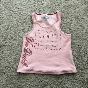 Von Dutch 99 rhinestone pink tank